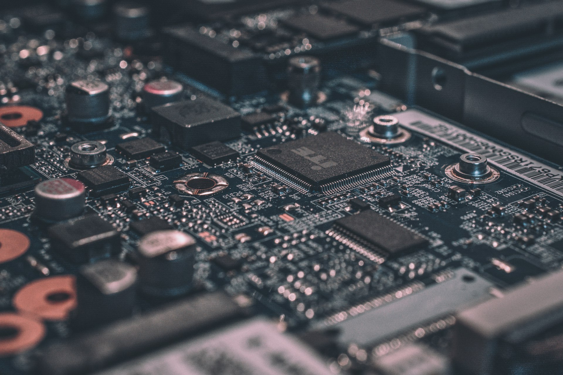 Close-up of a circuit board — technology sovereignty is one of the seven dimensions